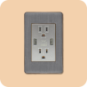 Tomacorriente doble con USB plata