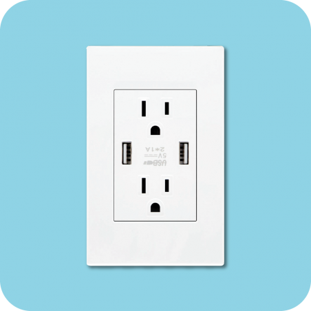 Toma corriente doble más USB blanco