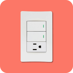 Interruptor doble más tomacorriente básica