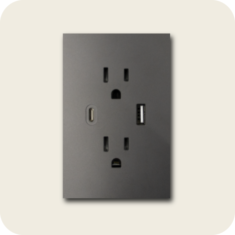 Tomacorriente doble con USB flat grafito